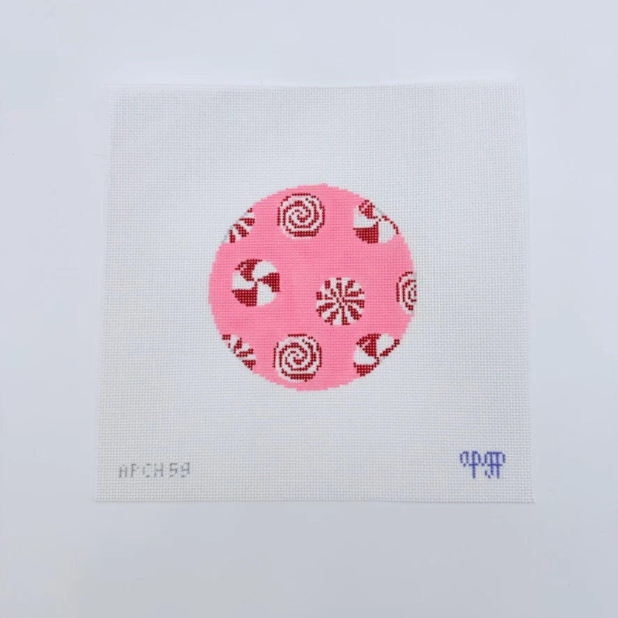APCH59 Peppermints on Pink Round