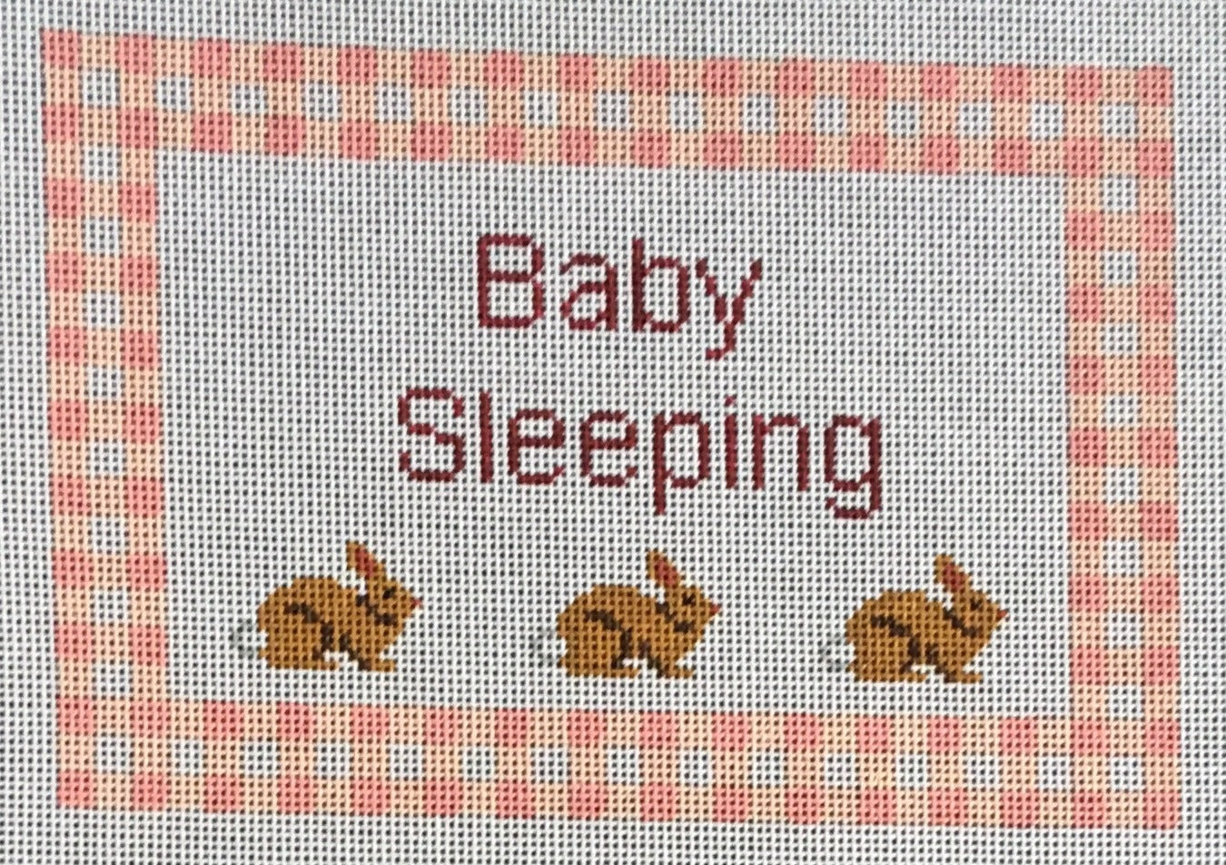 P199A Baby Sleeping Bunnies On Pink Gingham