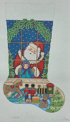 CS7356 Santa in Window Boy Stocking