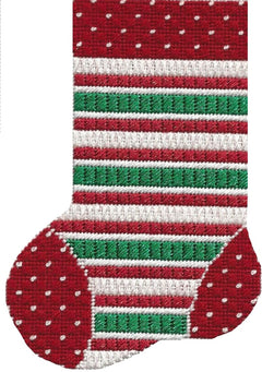 ASIT097 Mini sock red/wht/grn stripe