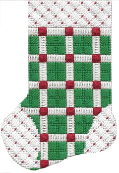ASIT098 Mini sock grn/whit/red check