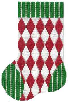 ASIT099 Mini sock red/wht diamond