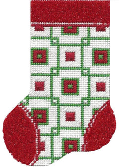ASIT102 Mini sock wht/ red/grn squares