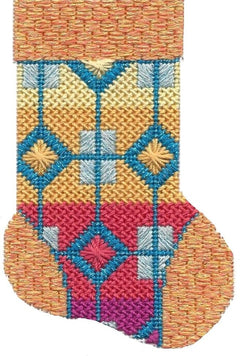 ASIT196 Peach/turq mini sock