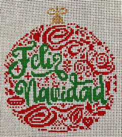 BP Designs:BP-108 Small Feliz Navidad Ornament - Red