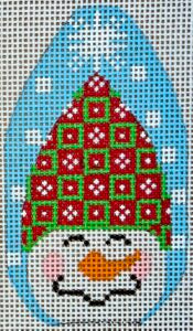 CH-1235 Snowman Ornament - Hat with Green Squares