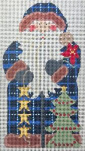 CH-1389 Father Christmas - Blue holding Star Garland