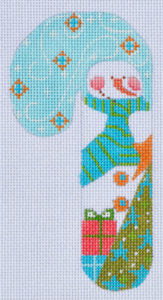 CH-51 Whirling Snowman Candy Cane - stitchguide available