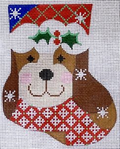 CH-707 Tan Dog with Holly Mini Stocking