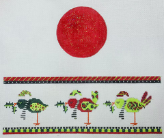 FS-R-15 Birds Red Round Hinged Box