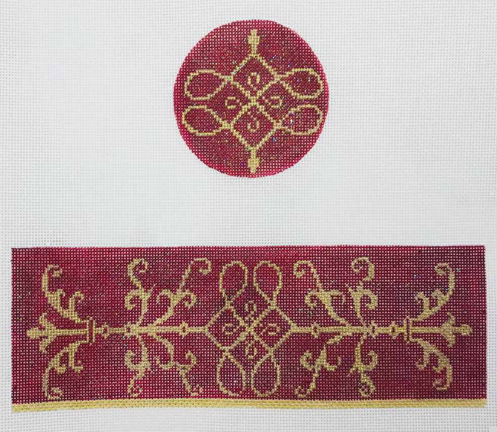 FS-R-18 Burgundy & Gold Round Hinged Box