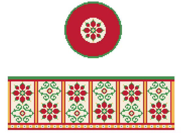FS-R-34B Red&Green Floral Round Hinged Box