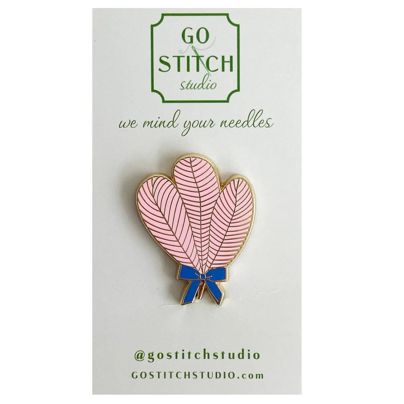 GGS-NM-34 - Pink Ostrich Feather Fan Needleminder