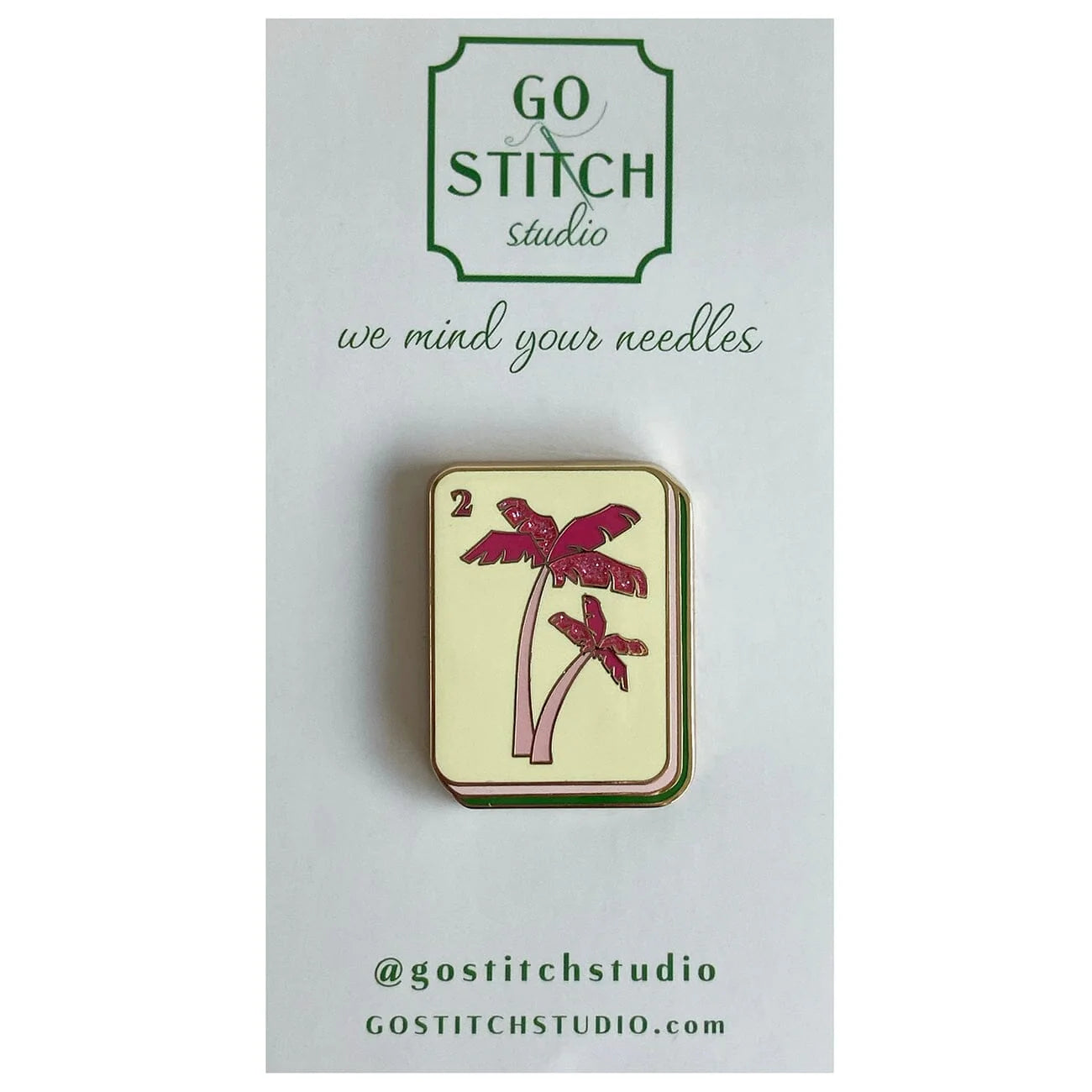 GGS-NM-43 - Pink Palm Tree Mahjong Tile Needleminder