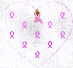 HB-706 Pink Ribbon Heart White