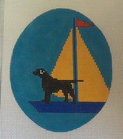 LRE-XO03 Black Lab on Sailboat - Yellow