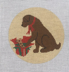LM-XO20 Chocolate Lab on Christmas Morning