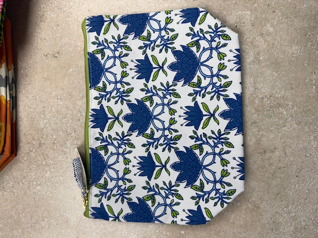 Canvas Pouch- Large Tilly Blue Green