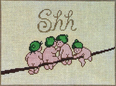 DC Designs kids/juvenile needlepoint canvas "shhh" - nursery sign for baby sleeping