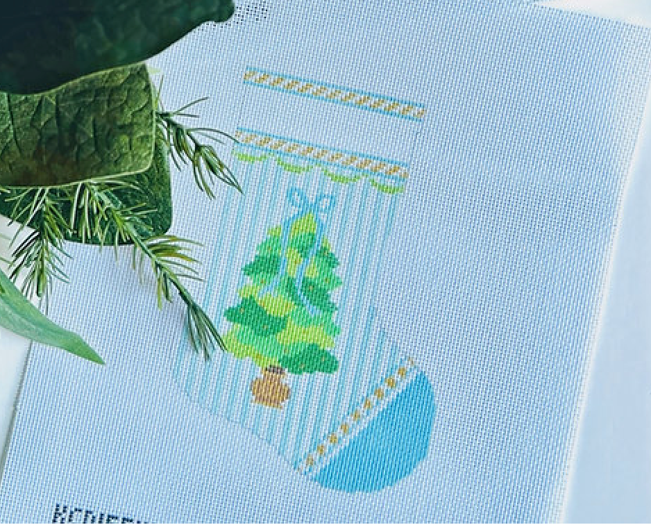 JHN3726B Blue Christmas Tree Mini Stocking