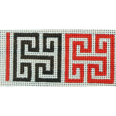 KKB512 Greek Key Square Belt - Black and Red 1.5 x 40.5