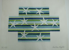 KKBC2B Starfish on Horizontal Blue and Green Stripes - 13 mesh 14 x 10