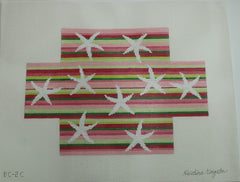 KKBC2C Starfish on Horizontal Pink and Green Stripes - 13 mesh 14 x 10