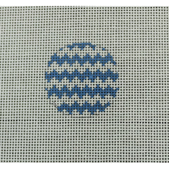 KKMO118C Chevron Blue and White Mini Ornament 1.5" Round