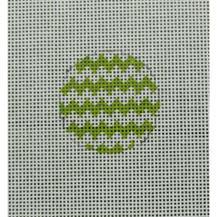 KKMO118H Chevron White and Green Ornament 1.5" Round