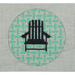 KKNTO4 Adirondack Chair on Checks - Navy and Seafoam 3" Round