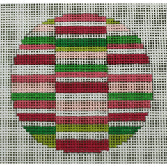 KKO197A Pink and Green Horizontal Lines Ornament 3" round