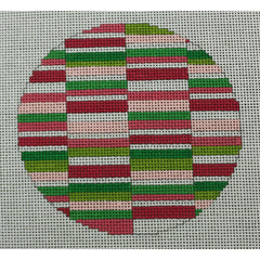 KKO197B Pink and Green Horizontal Lines Ornament 3" round
