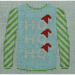 KKO199AB Ho Ho Ho Blue with Red Hats Green Sleeves 3.625 x 3.75