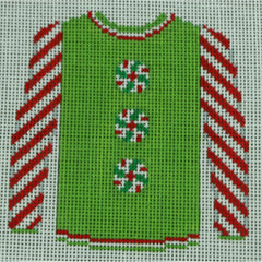 KKO199AE Peppermints on Green with Red Sleeves 3.625 x 3.75