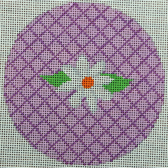 KKO207C white flower on lavender lattice 4.125" round