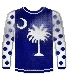 KKO214 Palmetto and Moon Blue Sweater 3.75 x 3.625