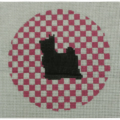 KKOAS109 Maltese on hot pink 4" round