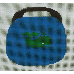 KKOBB107A Green Whale on Blue 3 x 3