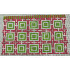KKP184B Squares and Lattice - Pink and Green 5.75 x 9.5
