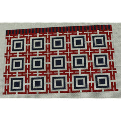 KKP184D Squares and Lattice - Red and Blue 5.75 x 9.5