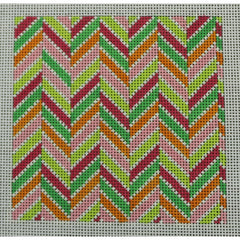 KKSS43 Chevron Multi Pink, Green, and Orange 4" square