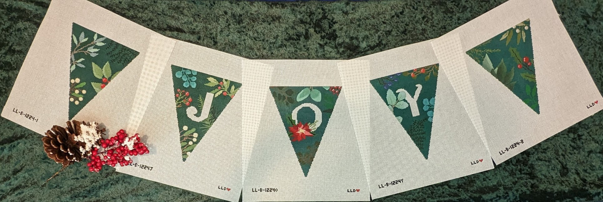 LL-BUN-1225j JOY Garland red -- 5 individual canvases