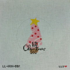 LL-ORN-05P Baby's First Xmas Foot Pink