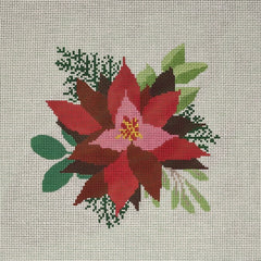 LL-PW-16 Red Poinsettia on White Background