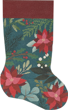 LL-ST-01B Green Stocking with Red Flowers