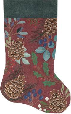LL-ST-02C Red Stocking with Pinecones
