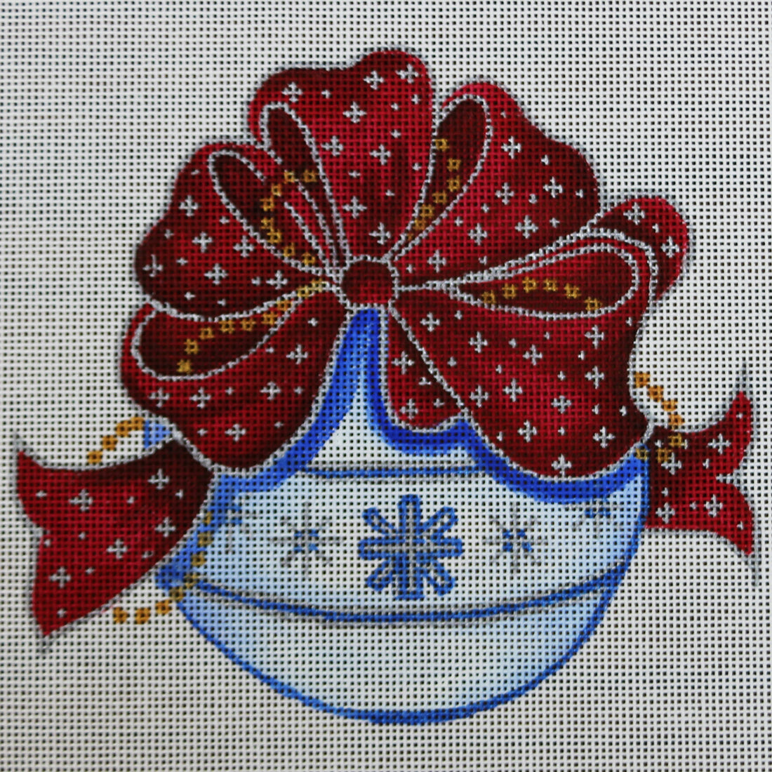 R292 Red and Blue Ornament w/ snowflake