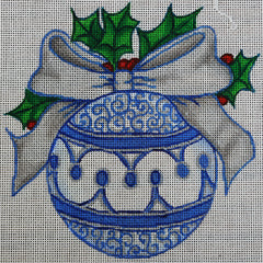 R296 Blue and Silver Ornament w/ Holly