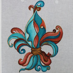 R514 Fluer de Lis - salmon and turquoise