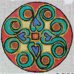 R533 Green and purple heart round